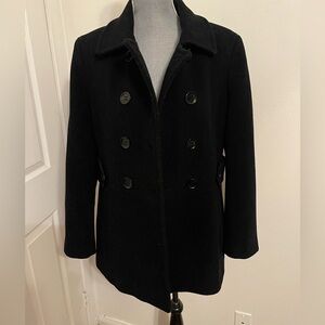 Calvin Klein Classic Black Double-Breasted Women's Coat. Size 10.